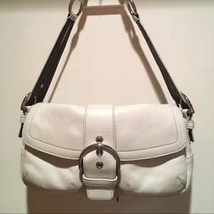 Leather Coach Vintage Buckle Front Shoulder Purse